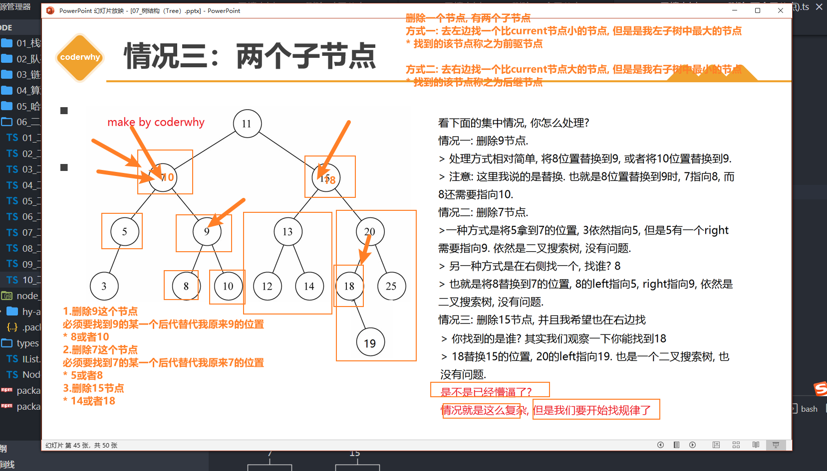 删除操作_两个子节点的前驱和后继
